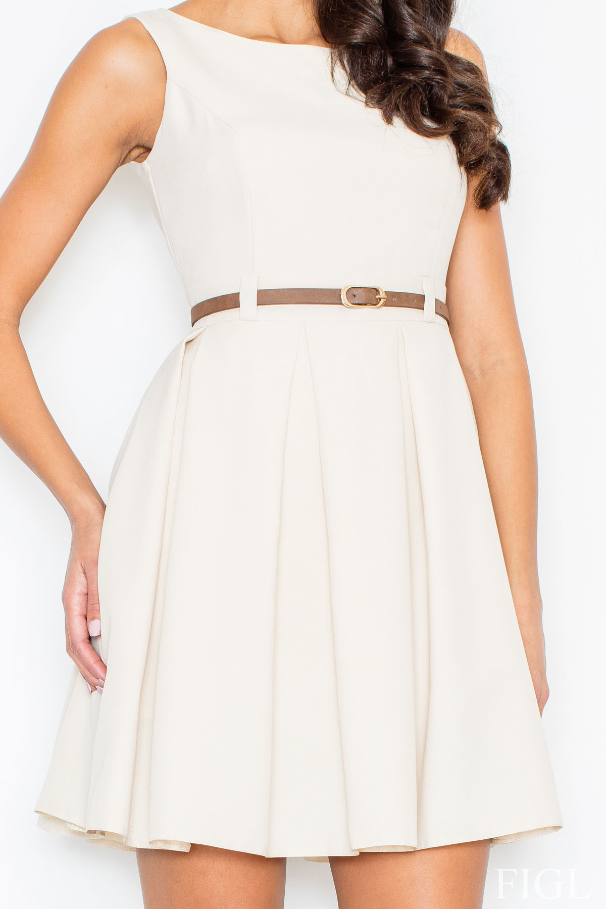 Sukienka M083 Beige - Figl49937 - Beżowy - obrazek 3