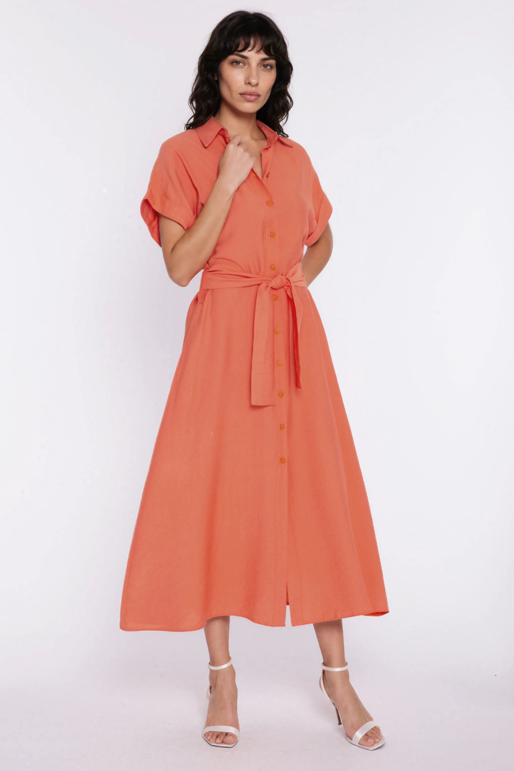 Sukienka Koszulowa sukienka S294 Orange - Nife228012 - Pomarańczowy