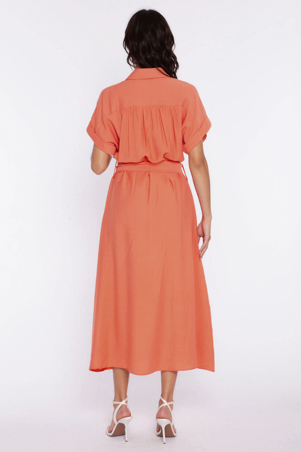 Sukienka Koszulowa sukienka S294 Orange - Nife228012 - Pomarańczowy - obrazek 3