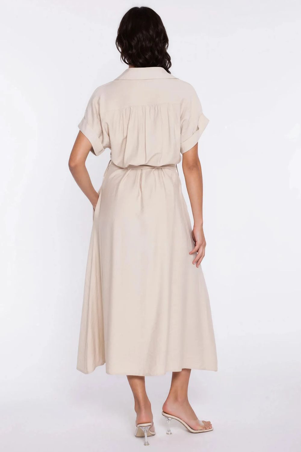 Sukienka Koszulowa sukienka S294 Beige - Nife228013 - Beżowy - obrazek 4