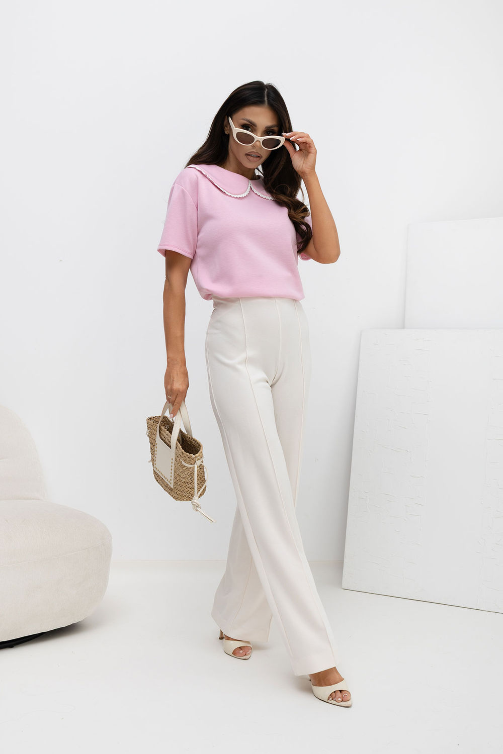 Bluzka Model MI-BZ-3406.90 Light Pink - Italy Moda228449 - Różowy - obrazek 2