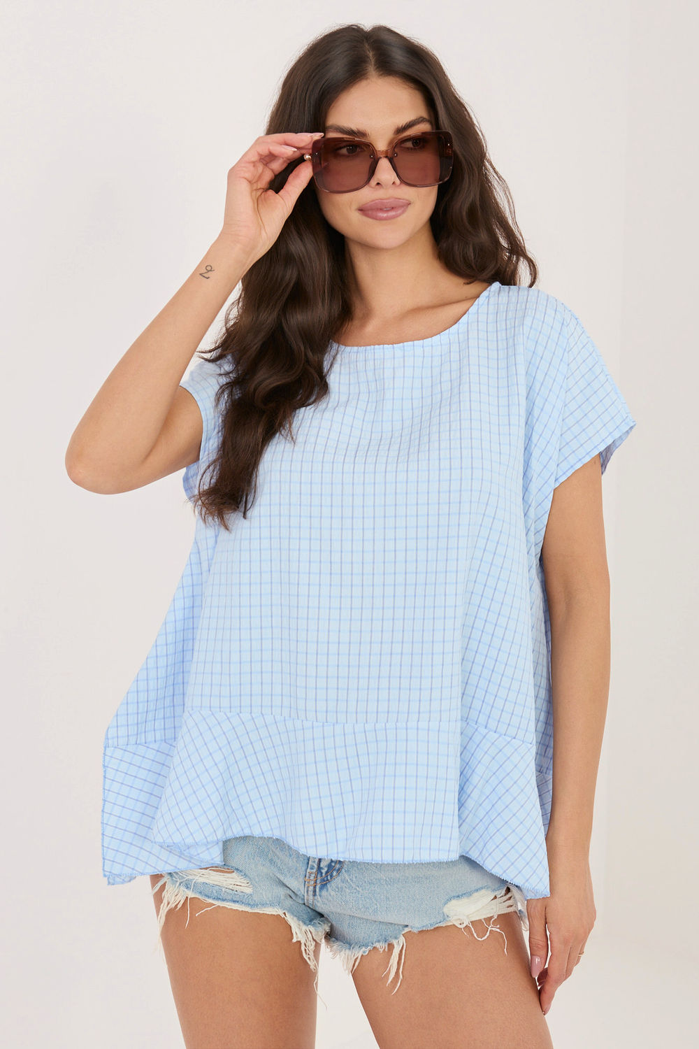 Bluzka Model IT-BZ-FL10332.80 Light Blue - Italy Moda228465 - Niebieski