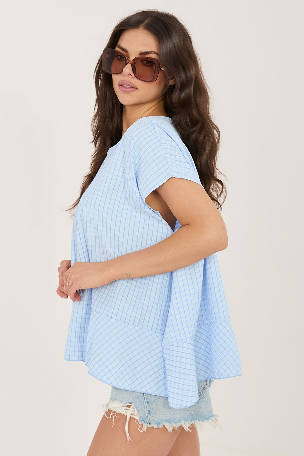 Bluzka Model IT-BZ-FL10332.80 Light Blue - Italy Moda228465 - Niebieski - obrazek 2