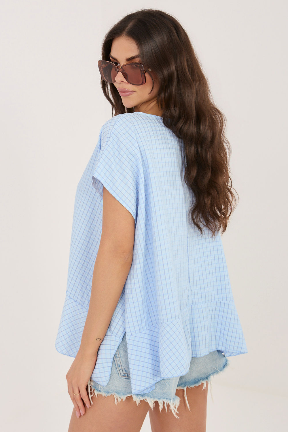 Bluzka Model IT-BZ-FL10332.80 Light Blue - Italy Moda228465 - Niebieski - obrazek 3