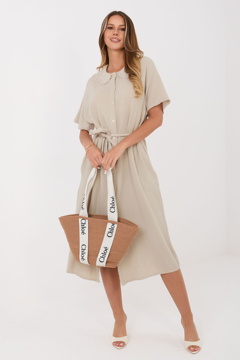 Sukienka Model MI-SK-3426.91 Beige - Italy Moda228878 - Beżowy