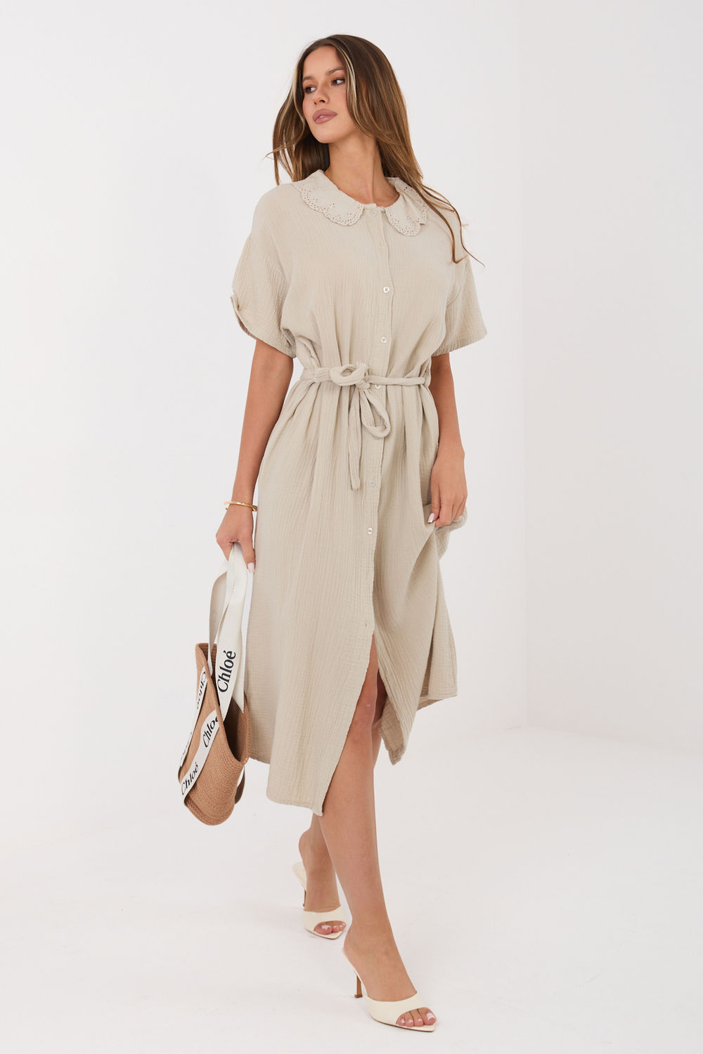 Sukienka Model MI-SK-3426.91 Beige - Italy Moda228878 - Beżowy - obrazek 4