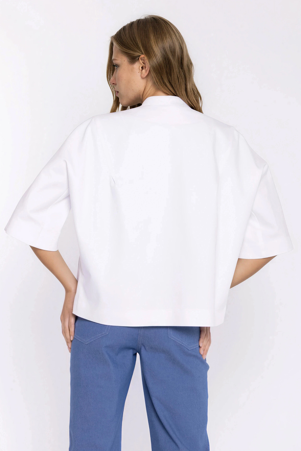Jeansowa luźna kurtka Z101 White - Nife228921 - Biały - obrazek 3
