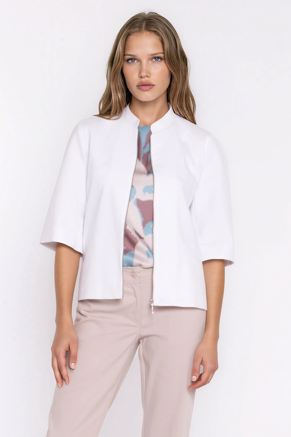 Jeansowa luźna kurtka Z101 White - Nife228921 - Biały - obrazek 4