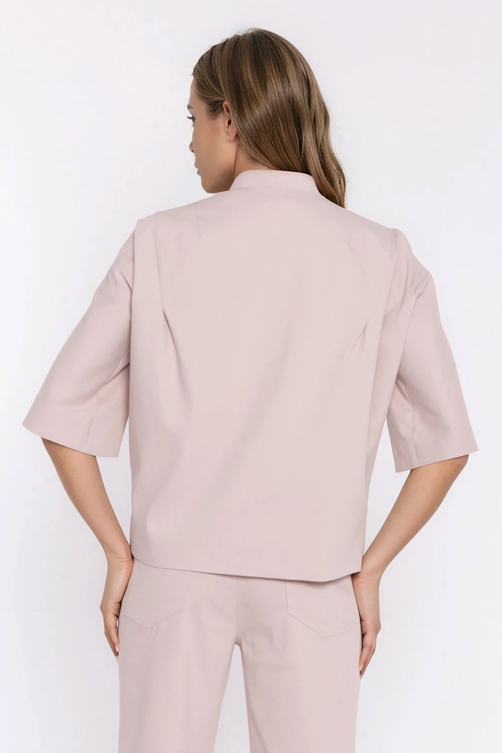 Jeansowa luźna kurtka Z101 Beige - Nife228923 - Beżowy - obrazek 3