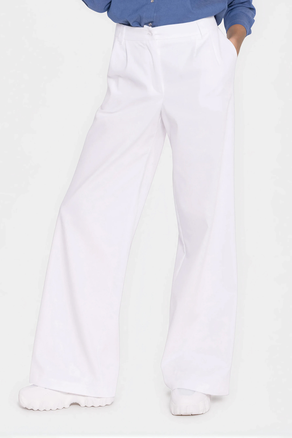 Spodnie Jeansowe spodnie wide leg SD141 White - Nife228924 - Biały