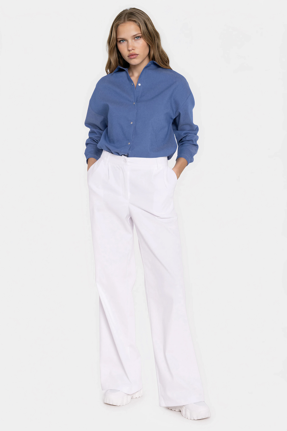 Spodnie Jeansowe spodnie wide leg SD141 White - Nife228924 - Biały - obrazek 2