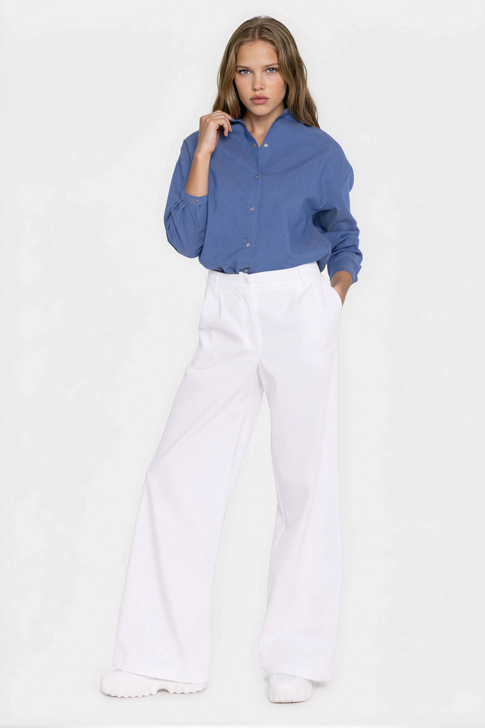 Spodnie Jeansowe spodnie wide leg SD141 White - Nife228924 - Biały - obrazek 4
