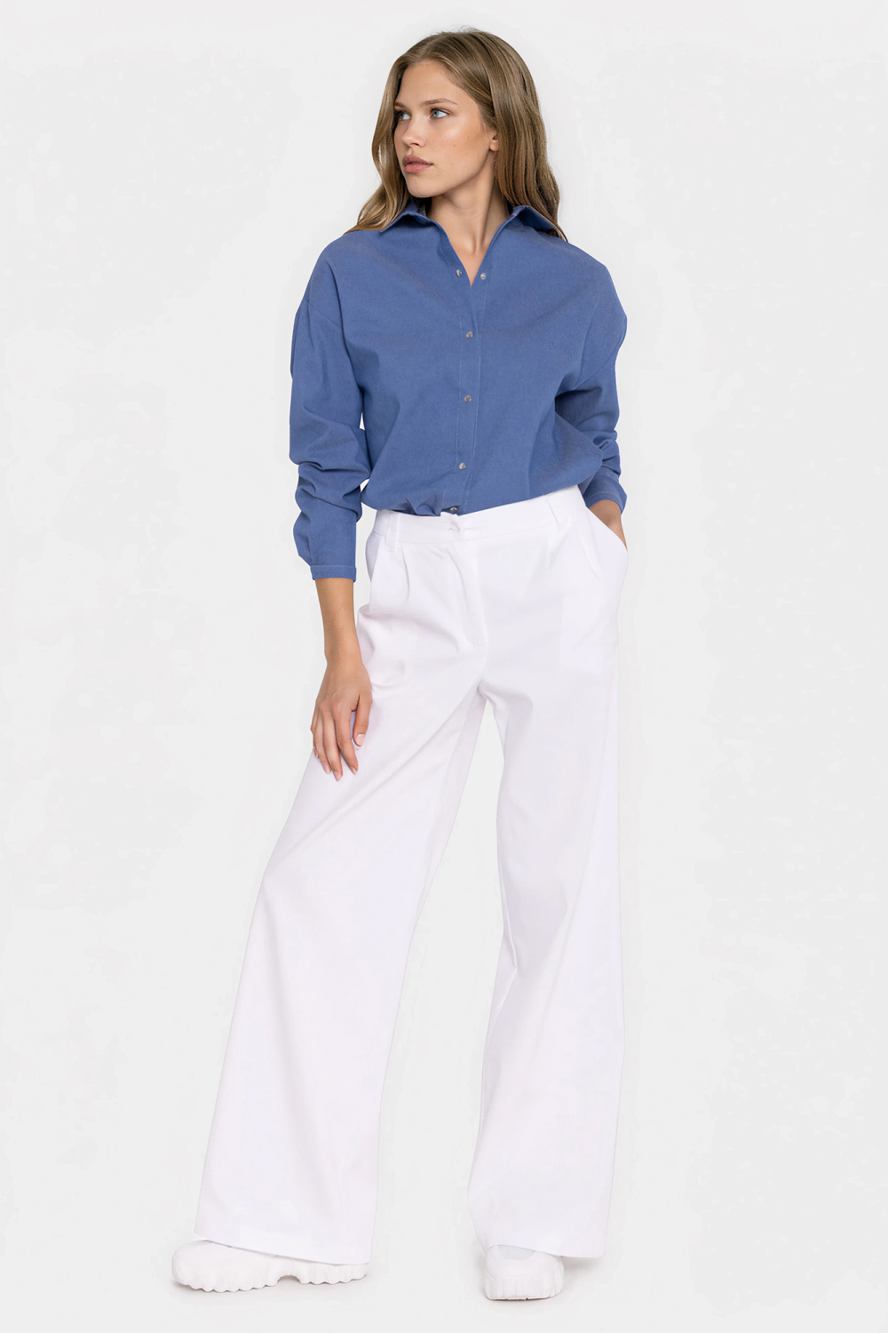 Spodnie Jeansowe spodnie wide leg SD141 White - Nife228924 - Biały - obrazek 5