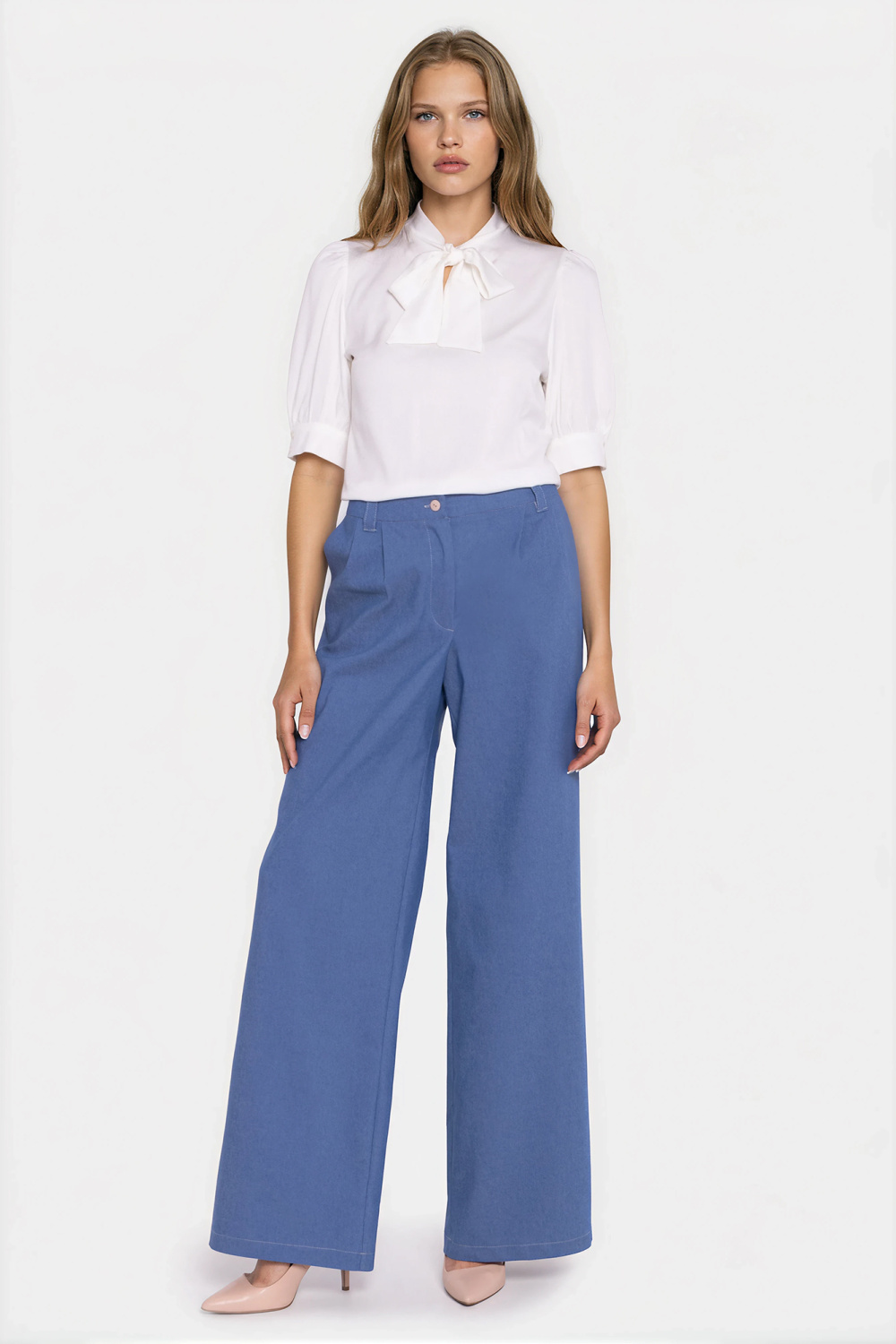 Spodnie Jeansowe spodnie wide leg SD141 Blue Denim - Nife228925 - Niebieski - obrazek 2