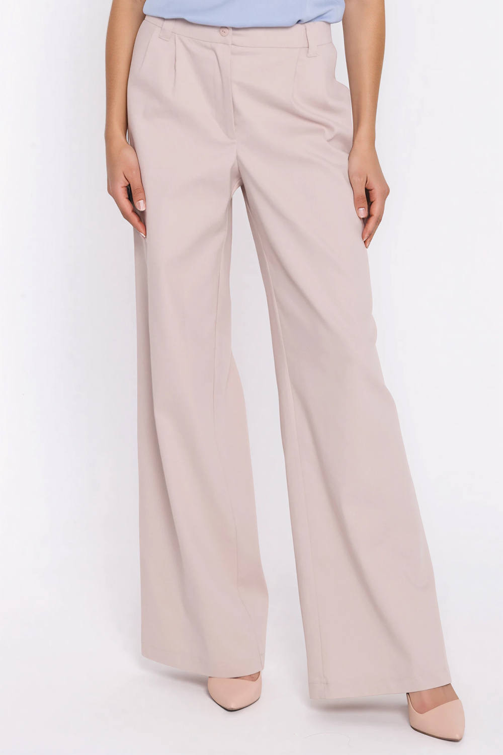 Spodnie Jeansowe spodnie wide leg SD141 Beige - Nife228926 - Beżowy