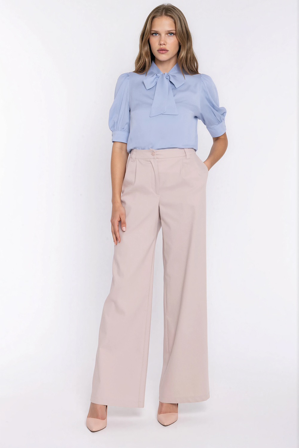 Spodnie Jeansowe spodnie wide leg SD141 Beige - Nife228926 - Beżowy - obrazek 2