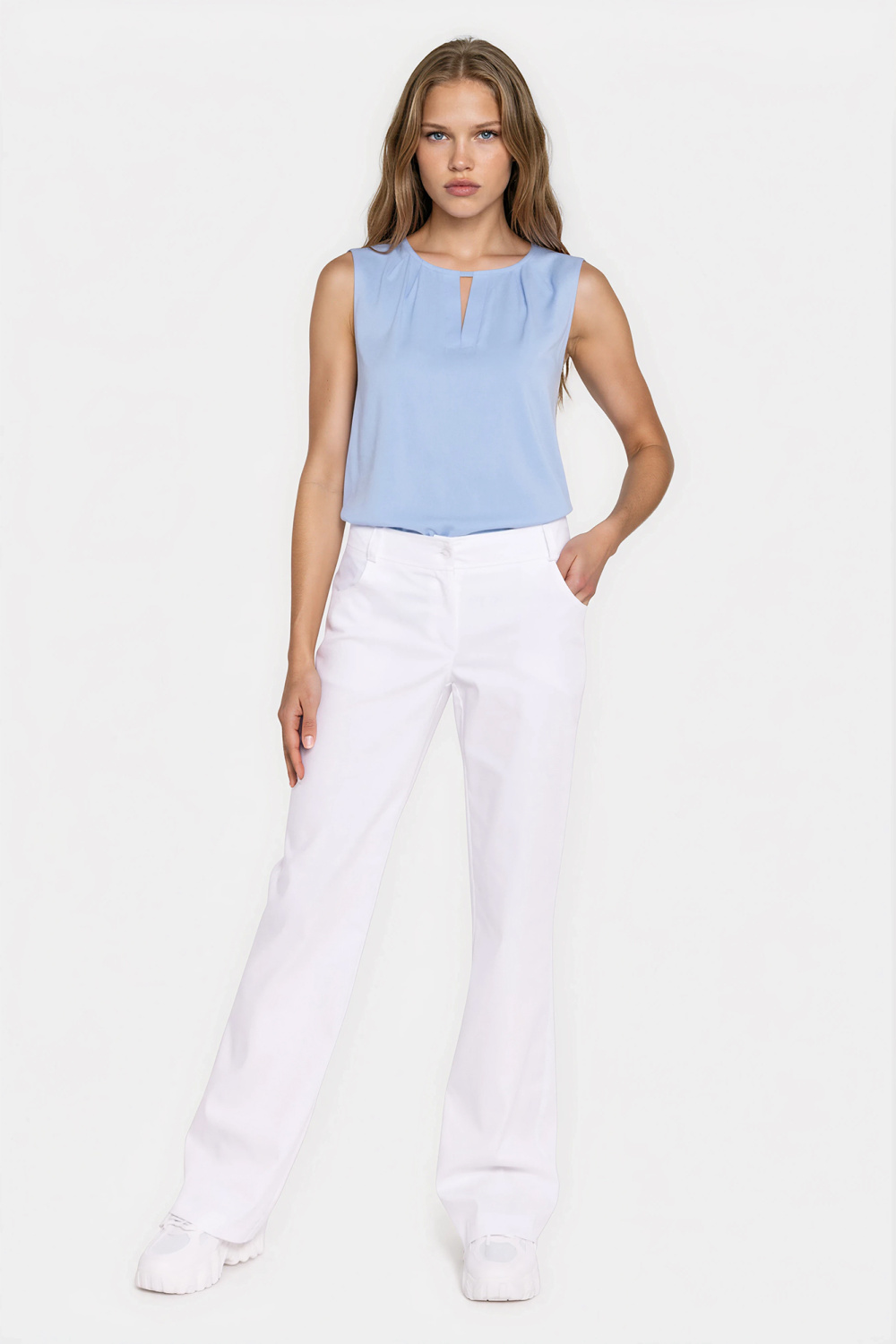Spodnie Jeansowe spodnie bootcut SD140 White - Nife228927 - Biały - obrazek 2