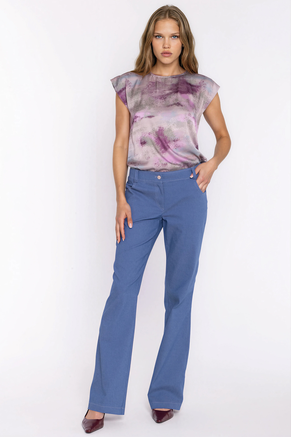 Spodnie Jeansowe spodnie bootcut SD140 Blue Denim - Nife228928 - Niebieski - obrazek 2