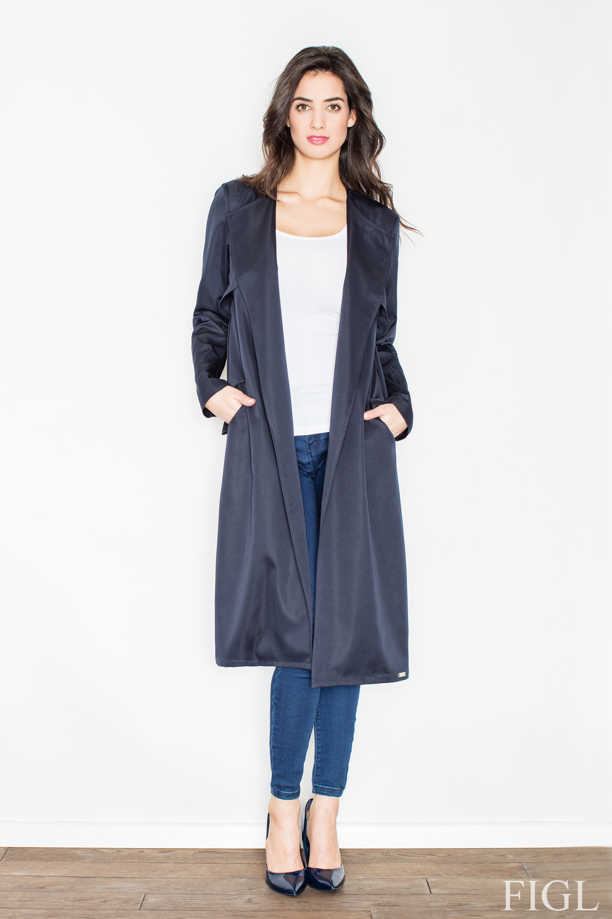 Płaszcz M427 Navy - Figl50057 - Niebieski