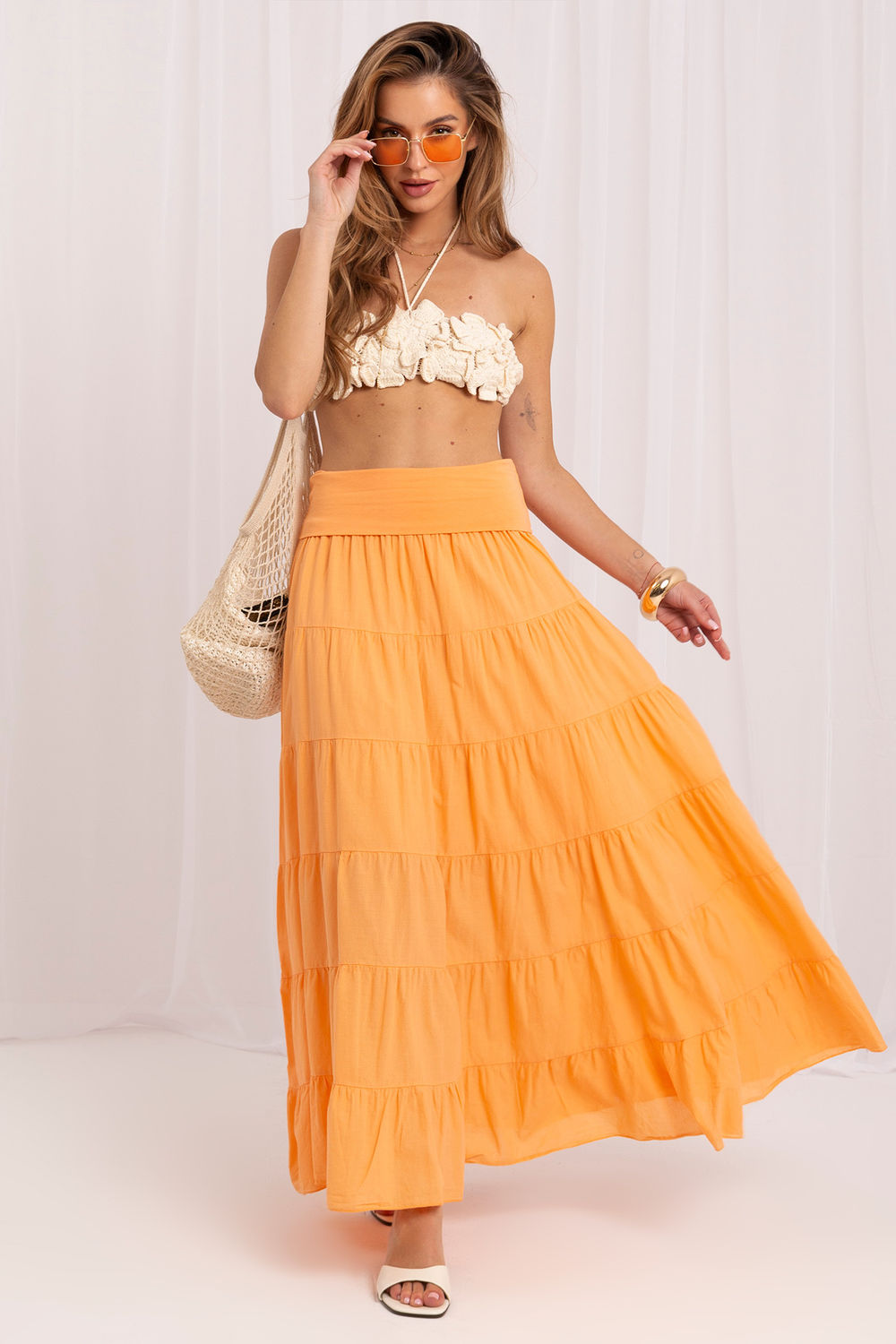 Spódnica Model IT-SD-FL9357MSL.56 Light Orange - Italy Moda229480 - Pomarańczowy