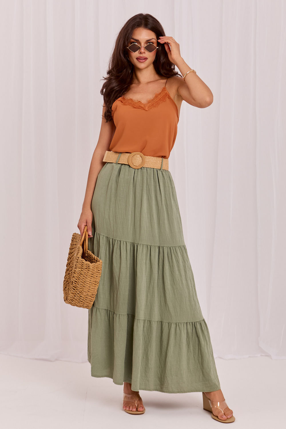 Spódnica Model MO-SD-25013.27 Khaki - Italy Moda229813 - Zielony
