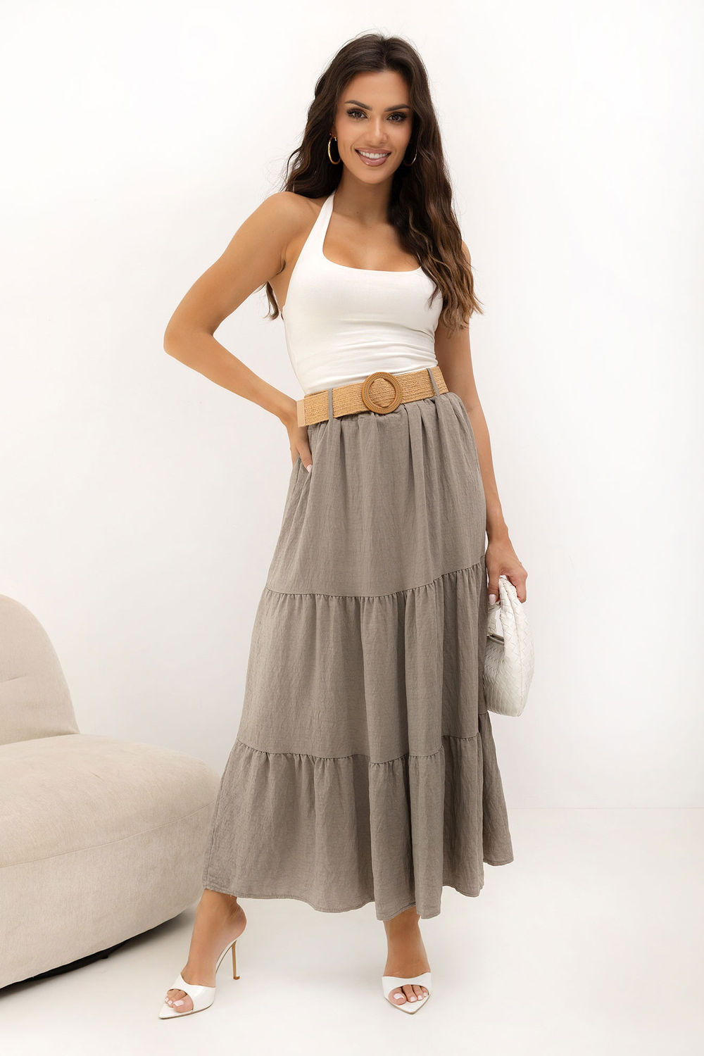 Spódnica Model MO-SD-25013.48 Dark Beige - Italy Moda229932 - Beżowy - obrazek 2