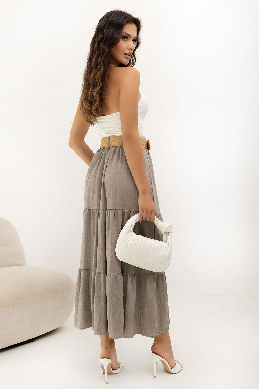 Spódnica Model MO-SD-25013.48 Dark Beige - Italy Moda229932 - Beżowy - obrazek 3