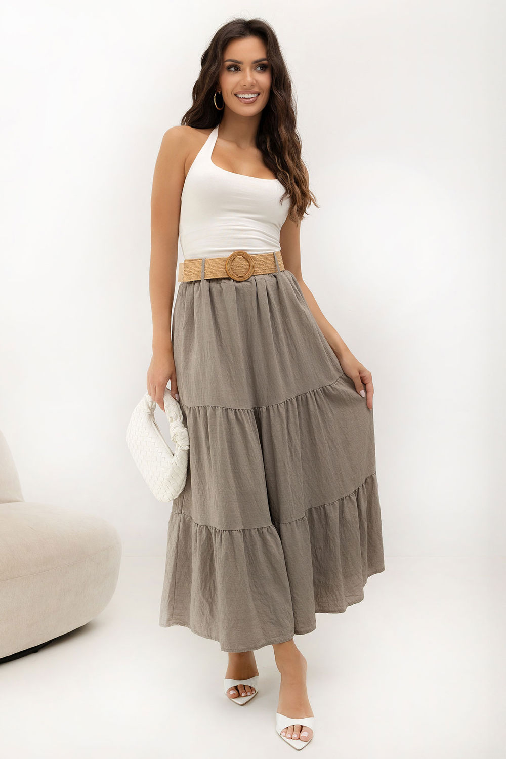 Spódnica Model MO-SD-25013.48 Dark Beige - Italy Moda229932 - Beżowy - obrazek 4