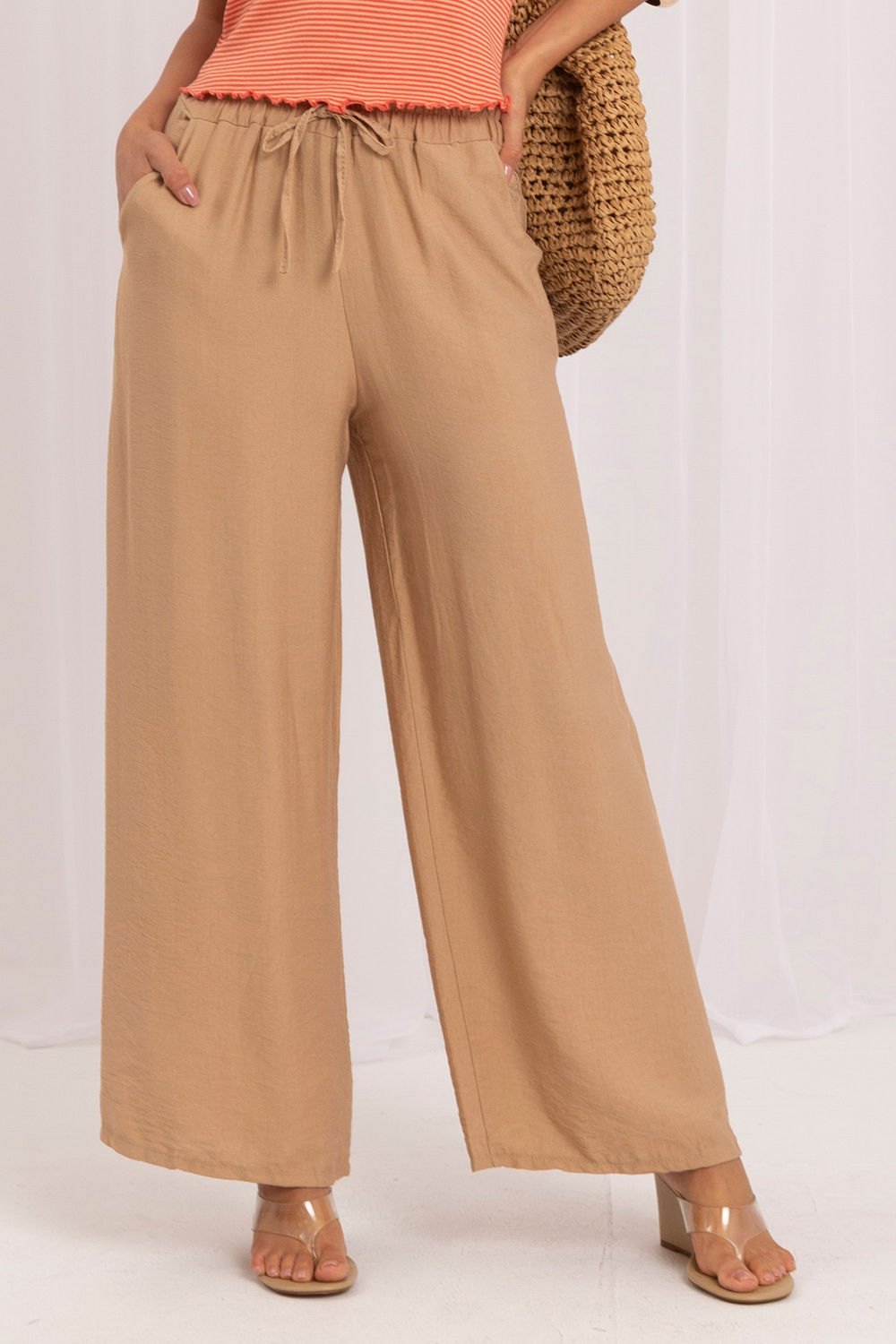 Spodnie Damskie Model MO-SP-2606.87 Camel - Italy Moda229946 - Brązowy