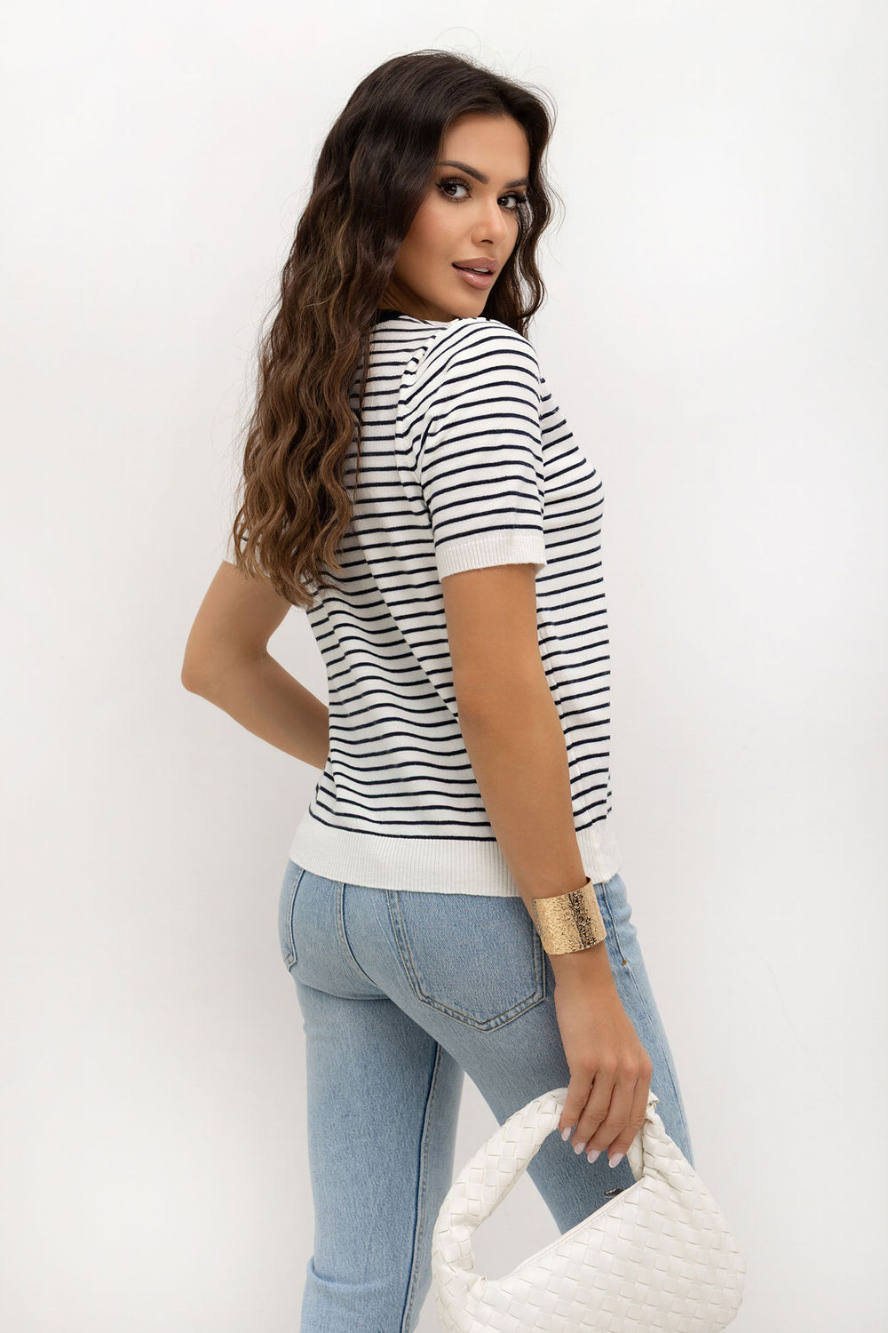 Sweter Damski Model IR-SW-57881.99 White/Navy - Italy Moda230140 - Biały - obrazek 3