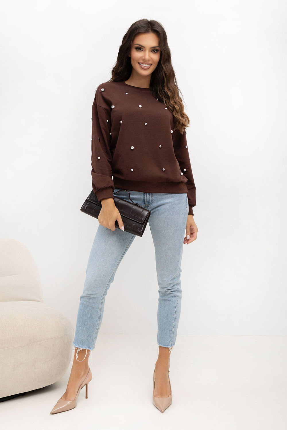 Bluza Damska Model IR-BL-R2697.04P Brown - Italy Moda230156 - Brązowy - obrazek 2