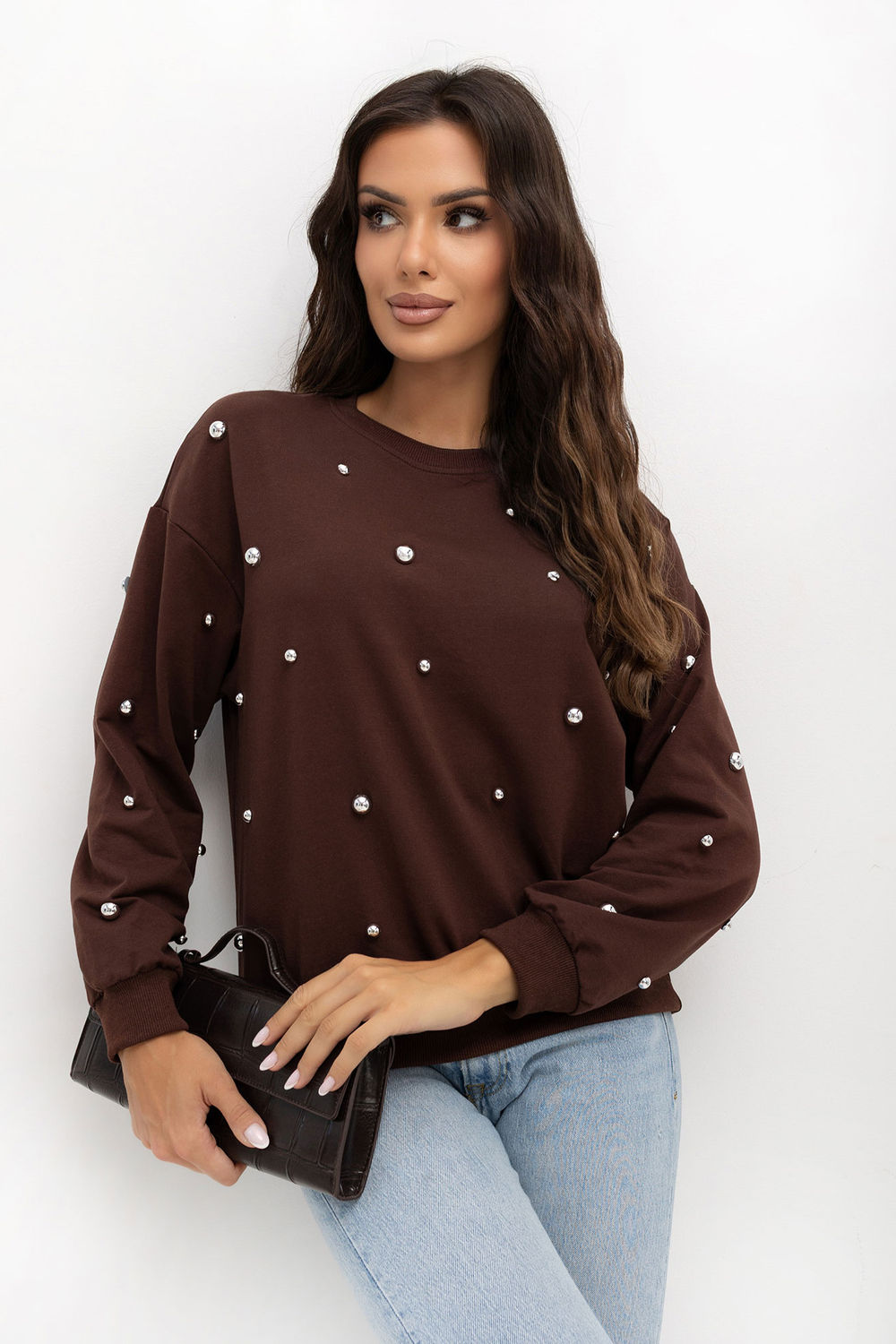 Bluza Damska Model IR-BL-R2697.04P Brown - Italy Moda230156 - Brązowy - obrazek 4
