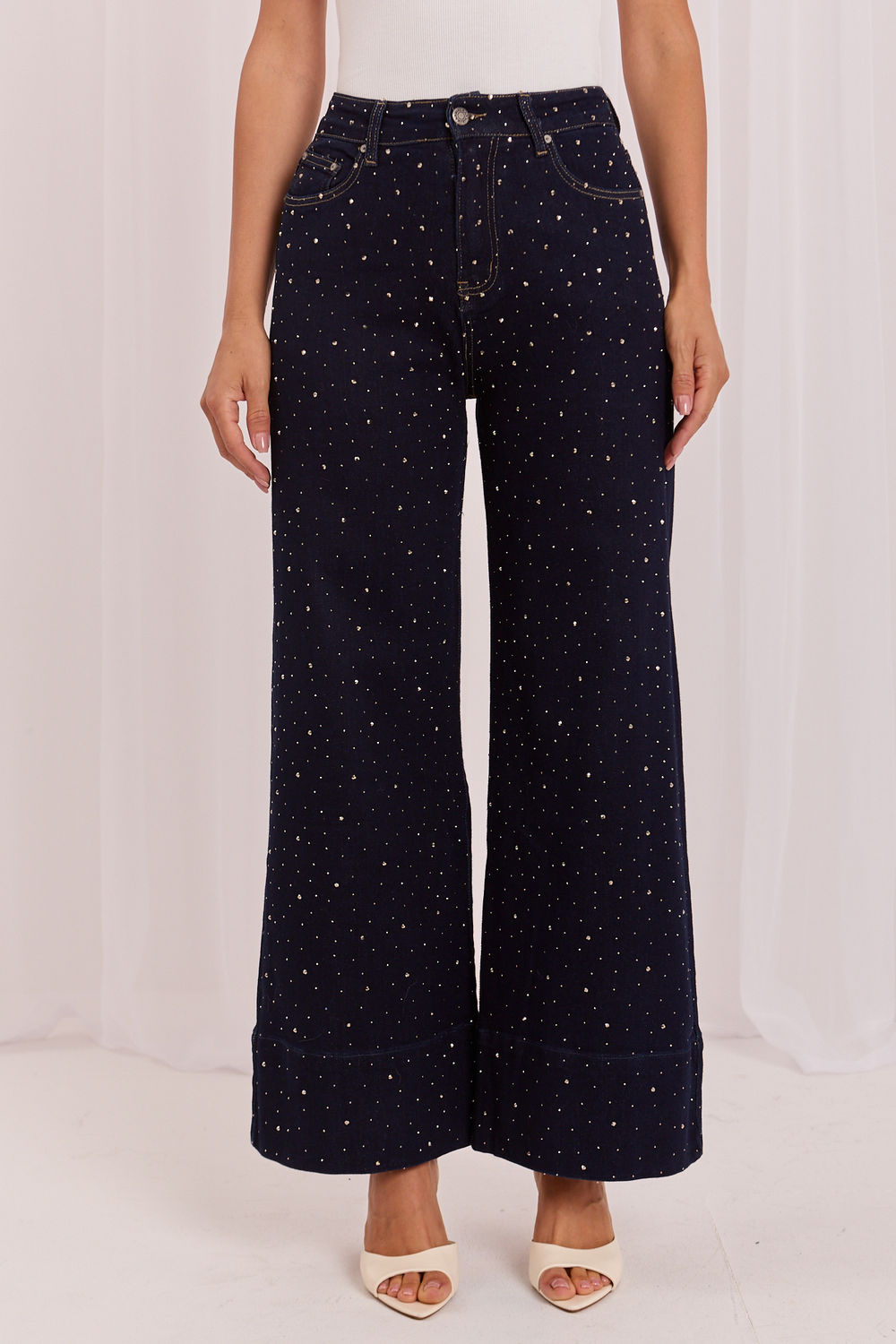 Spodnie Jeansy Damskie Model IR-SP-K877-1.14 Navy - Italy Moda230161 - Granatowy