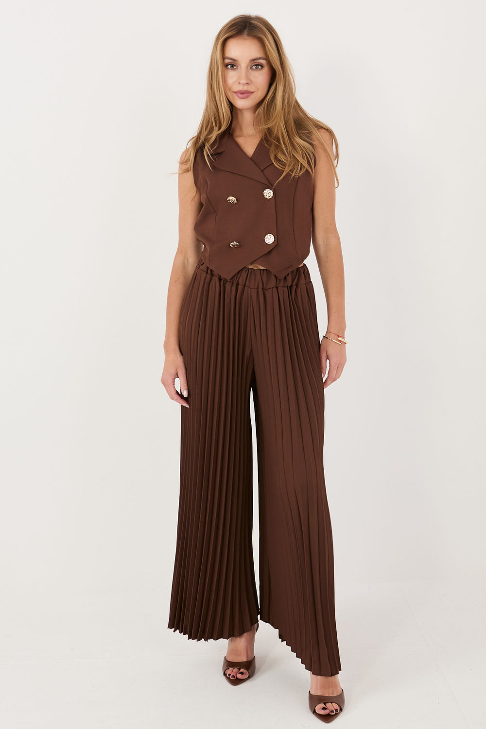 Spodnie Komplet Model IT-KMPL-21223.18 Dark Brown - Italy Moda230169 - Brązowy