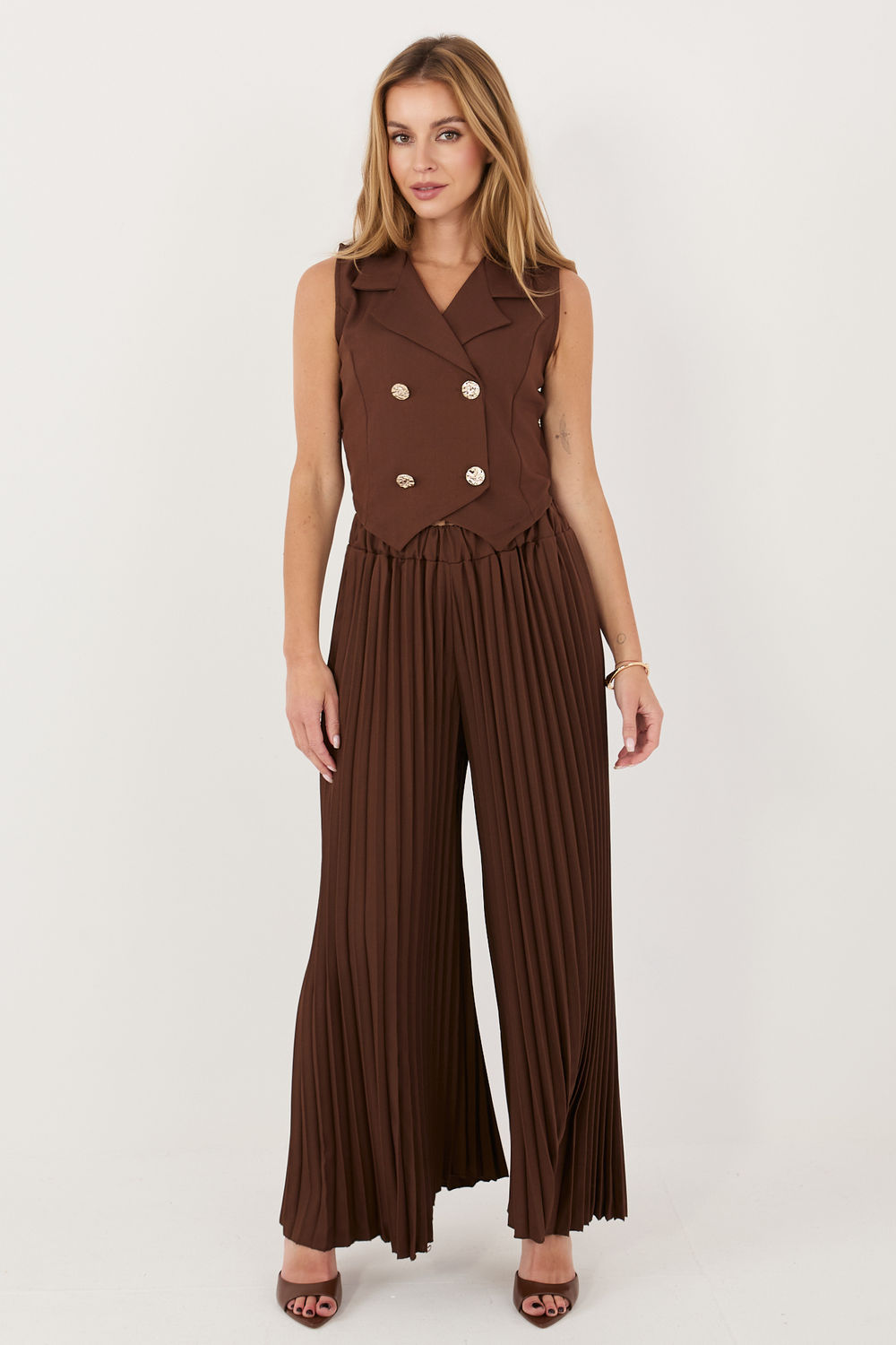 Spodnie Komplet Model IT-KMPL-21223.18 Dark Brown - Italy Moda230169 - Brązowy - obrazek 3
