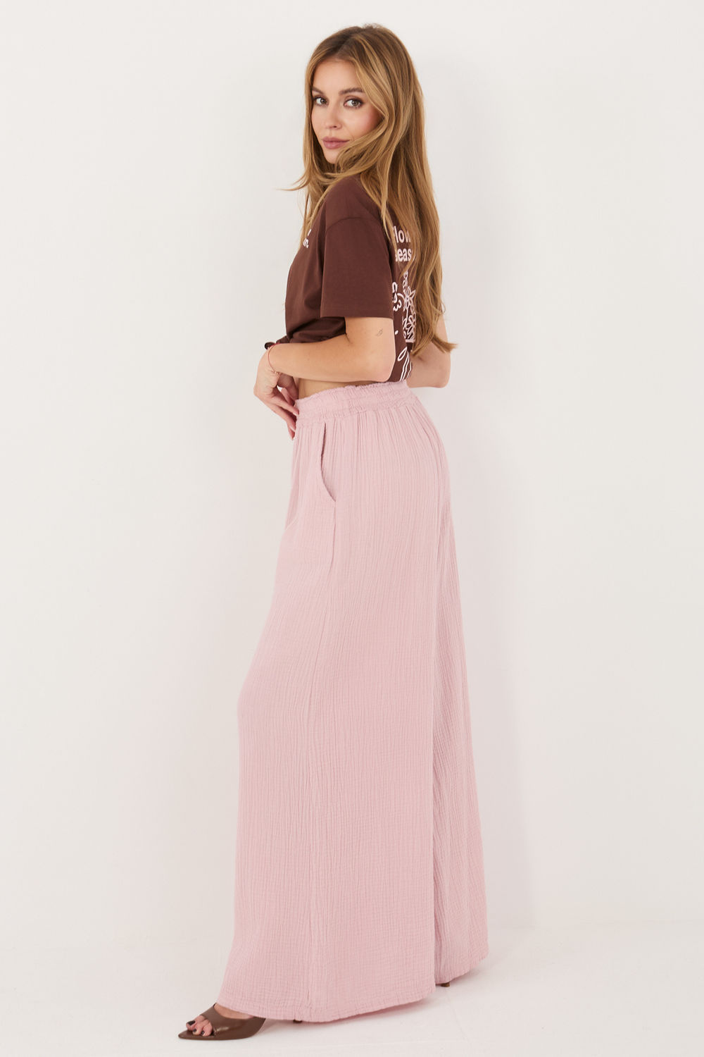 Spodnie Damskie Model MI-SP-2563.02 Light Pink - Italy Moda230171 - Różowy - obrazek 3