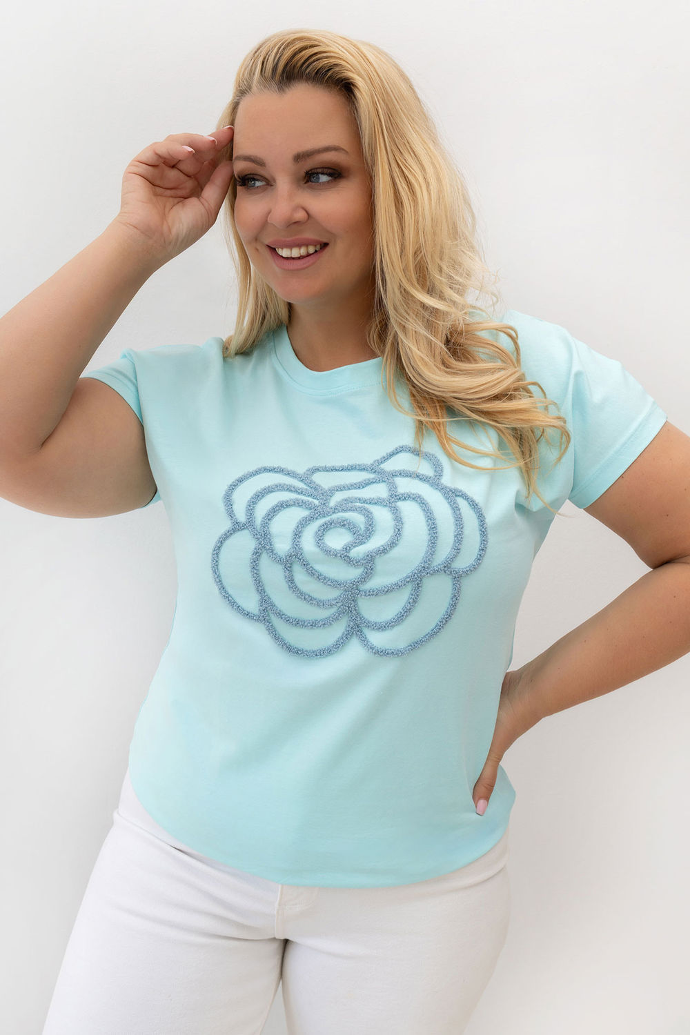 Tshirt Damski Plus Size Model RV-TS-A1323.27P Mint - Relevance230448 - Zielony