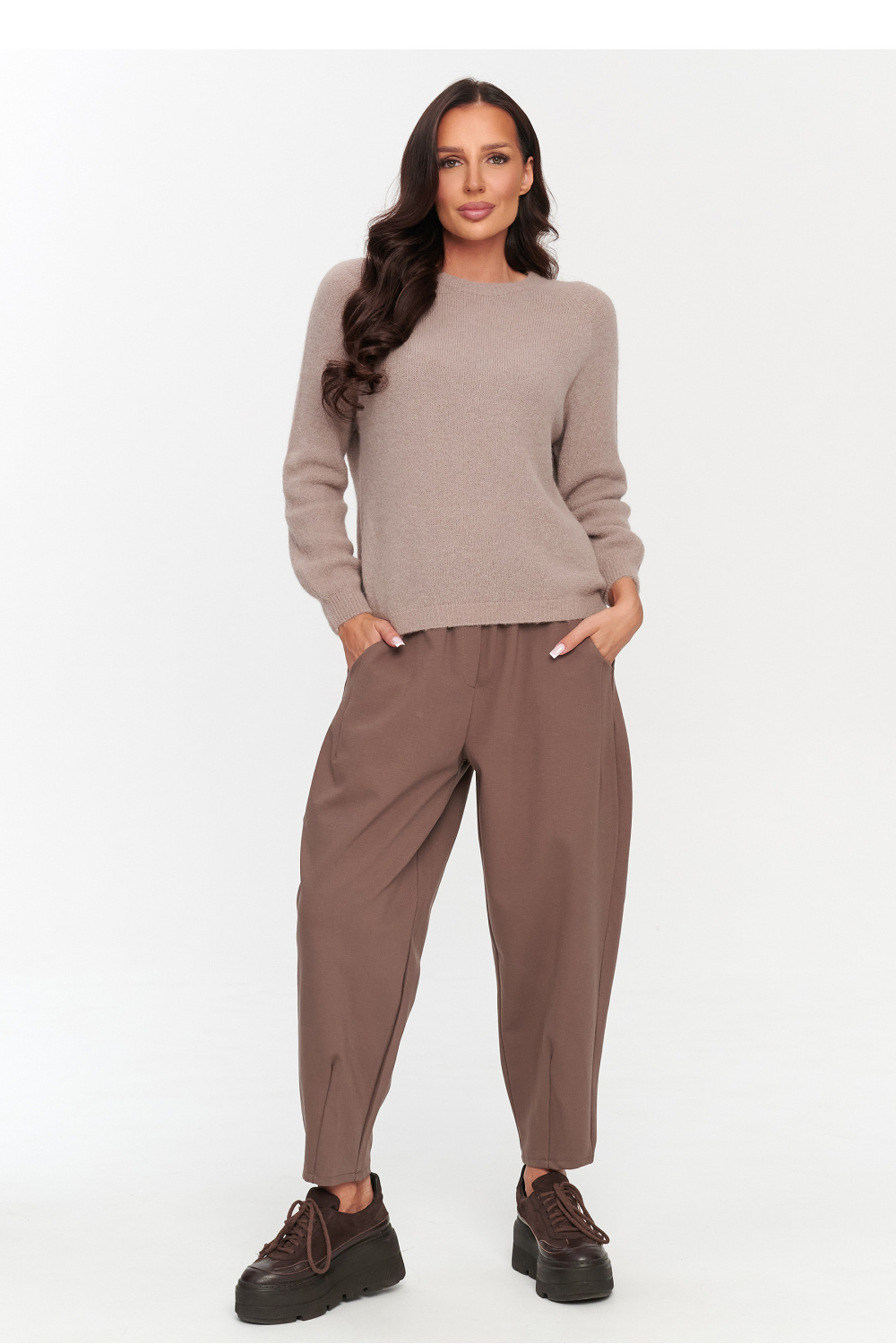 Sweter Damski Model C80 Mocca - Makadamia230853 - Brązowy - obrazek 2