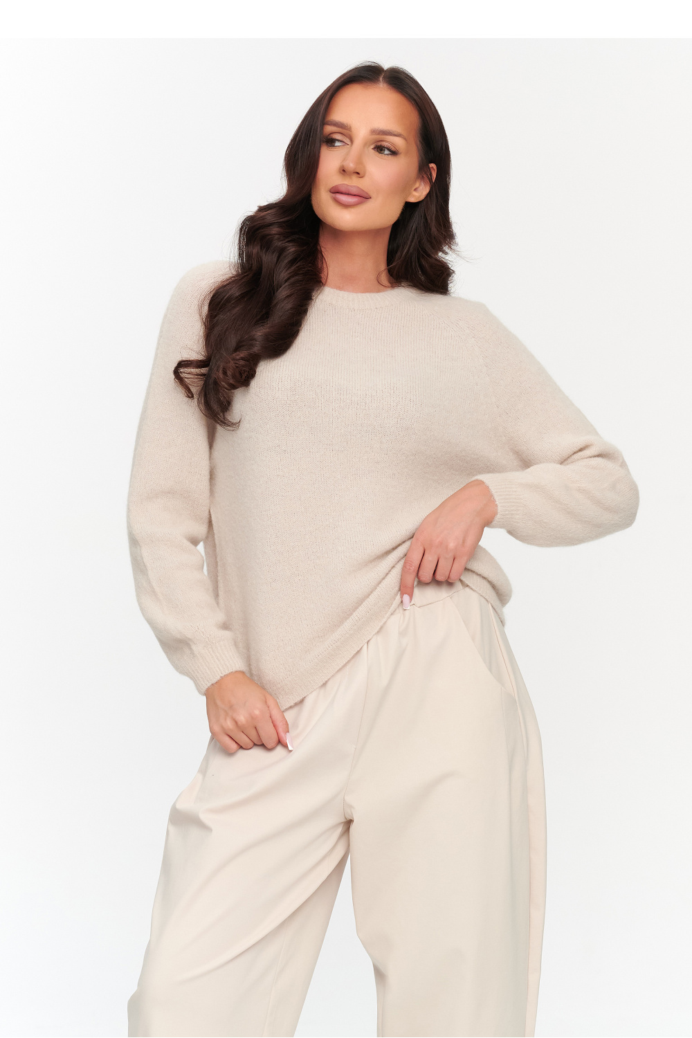 Sweter Damski Model C80 Light Beige - Makadamia230854 - Beżowy