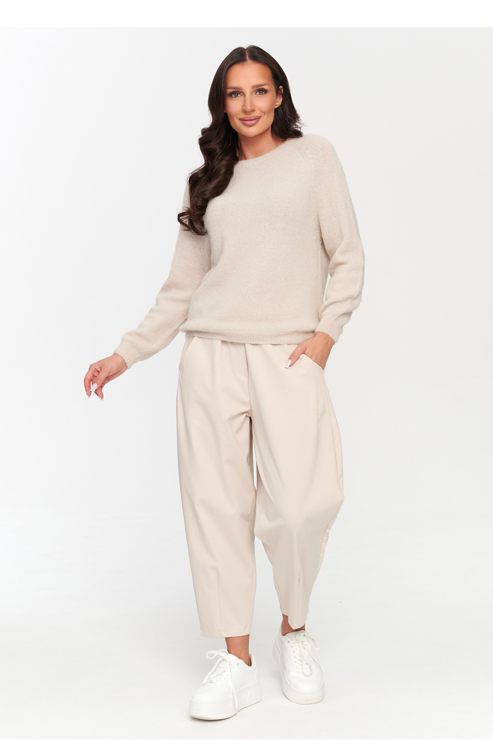 Sweter Damski Model C80 Light Beige - Makadamia230854 - Beżowy - obrazek 2