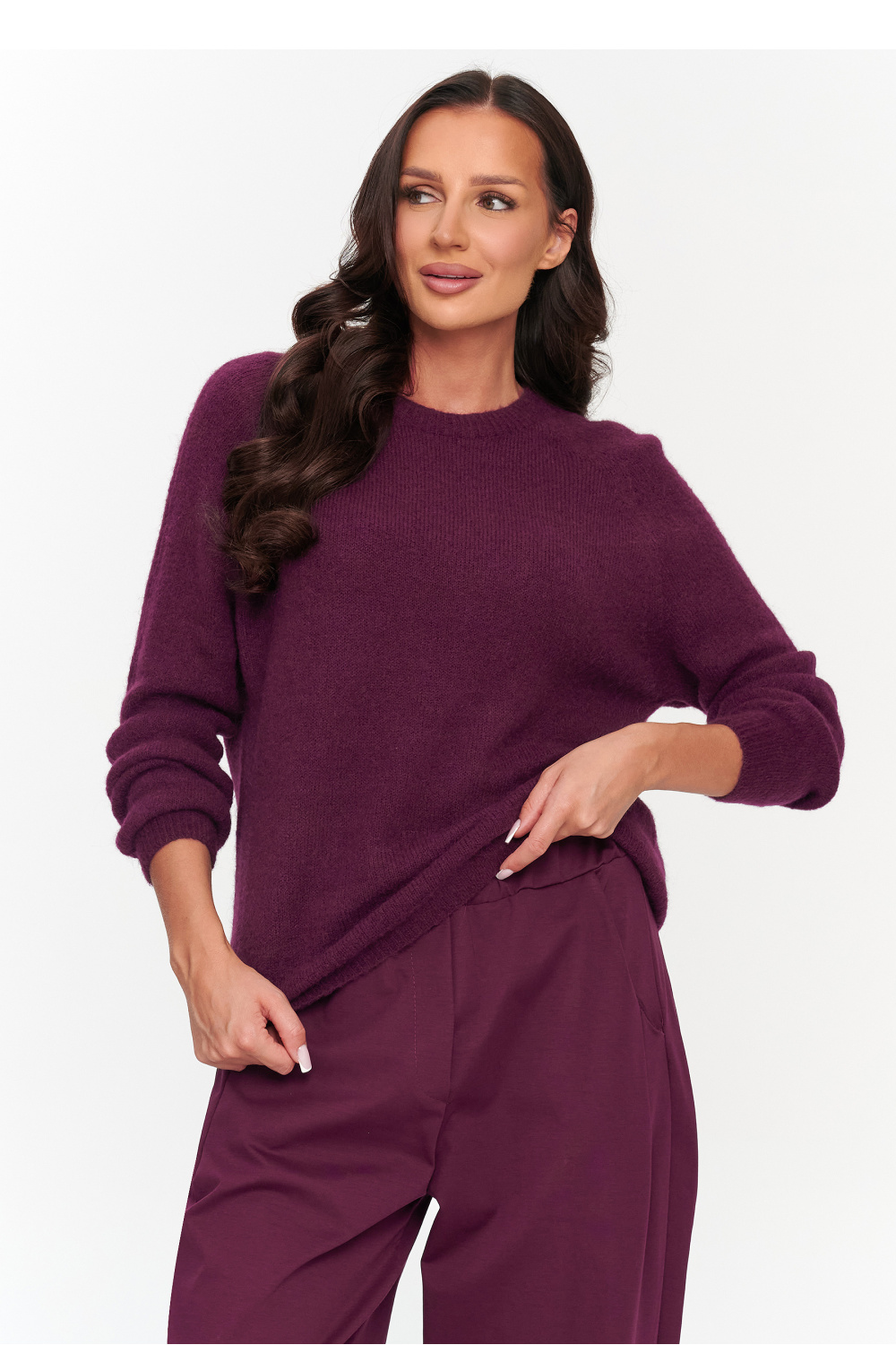 Sweter Damski Model C80 Bordo - Makadamia230858 - Czerwony
