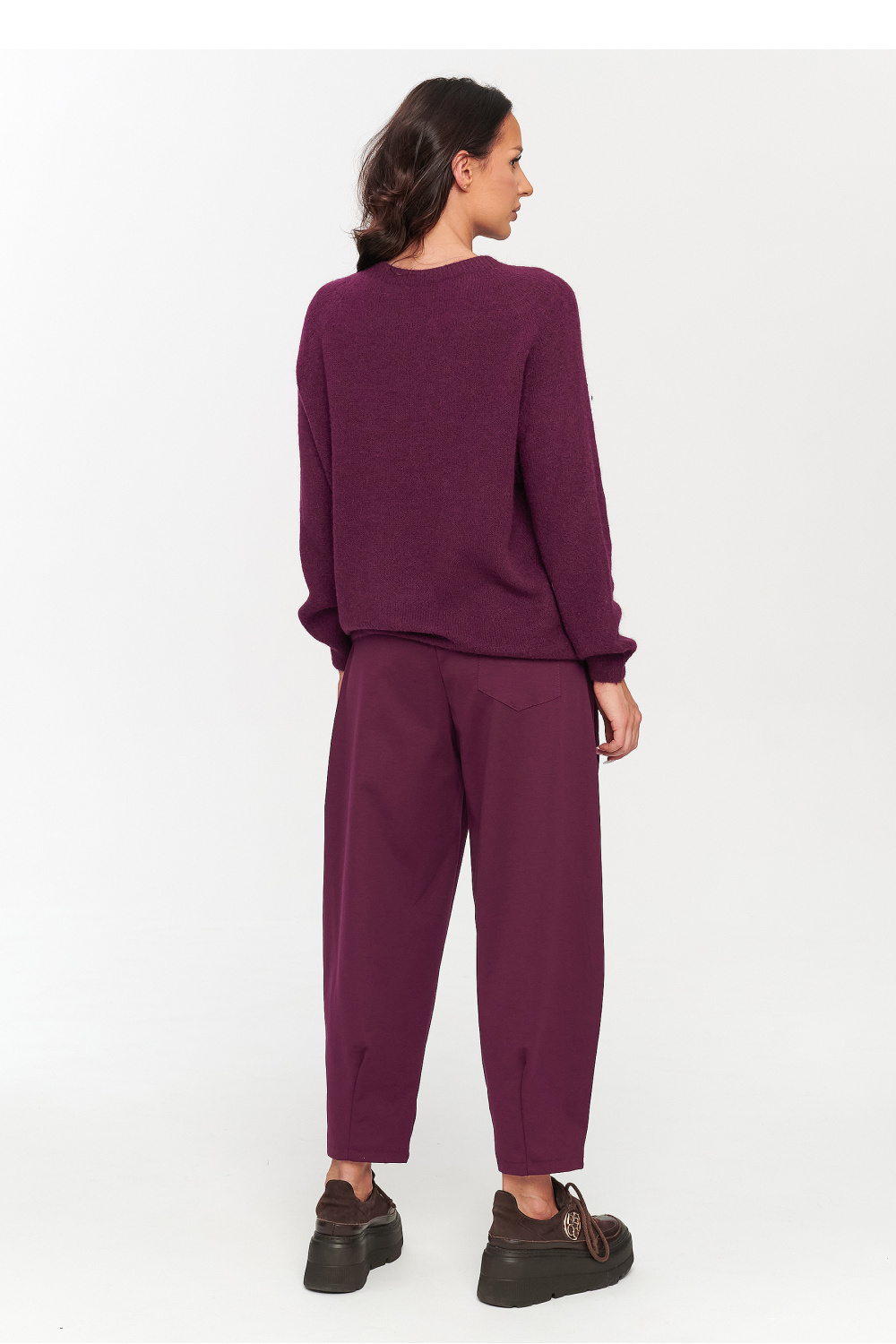 Sweter Damski Model C80 Bordo - Makadamia230858 - Czerwony - obrazek 3