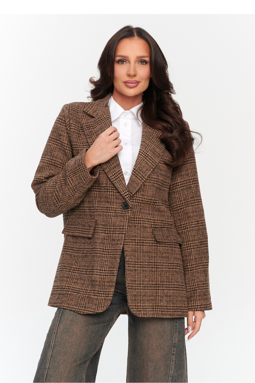Marynarka Model C73 Brown - Makadamia230870 - Brązowy