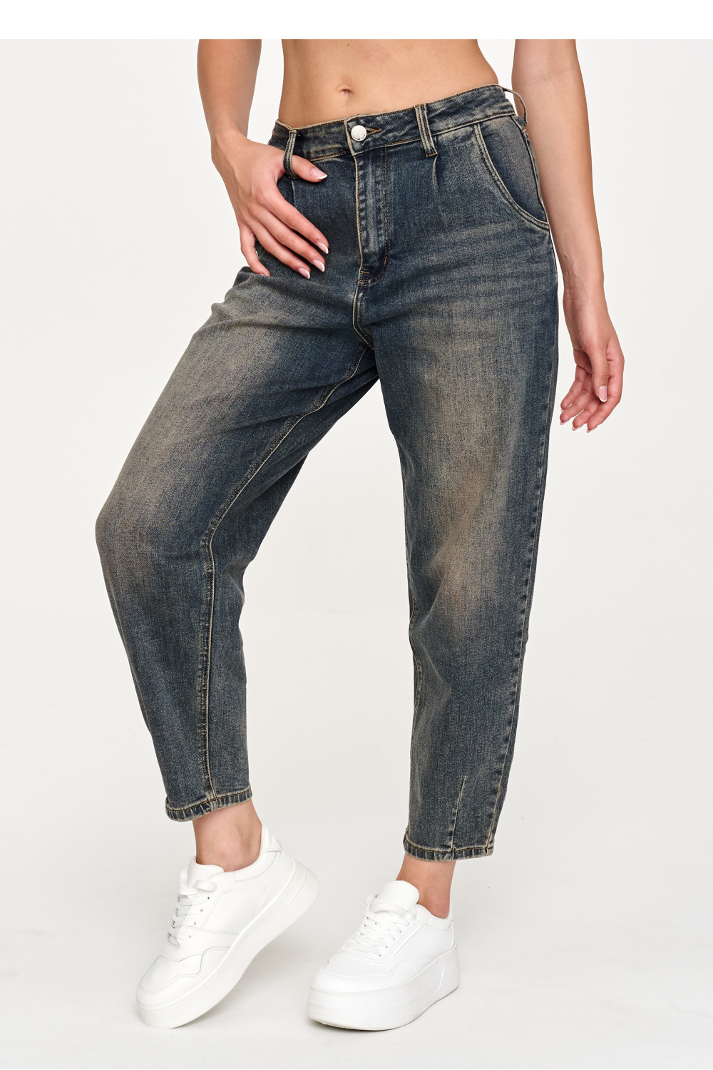 Spodnie Jeansy Damskie Model C70 Retro Jeans - Makadamia230874 - Niebieski