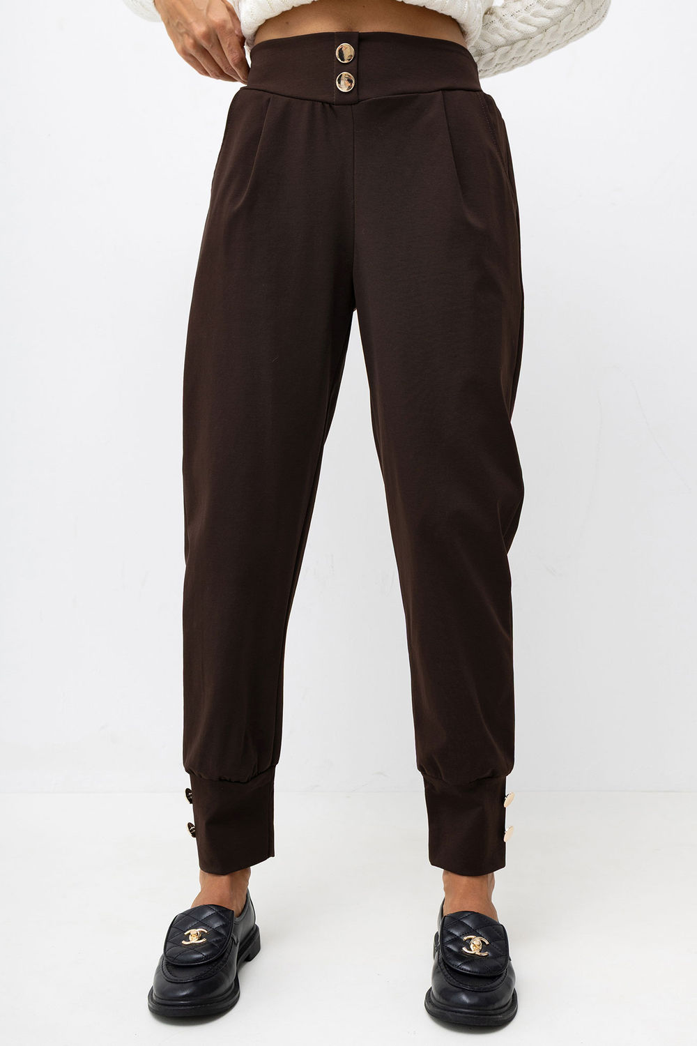 Spodnie Damskie Model MI-SP-3533.94 302037 Dark Brown - Italy Moda230880 - Brązowy