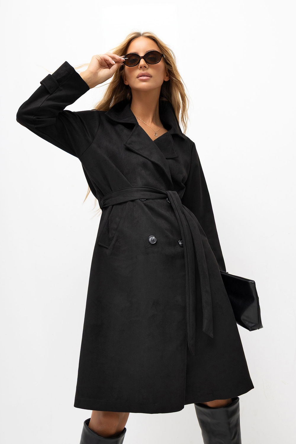 Płaszcz Damski Model MI-PL-A515116.84 302025 Black - Italy Moda230883 - Czarny