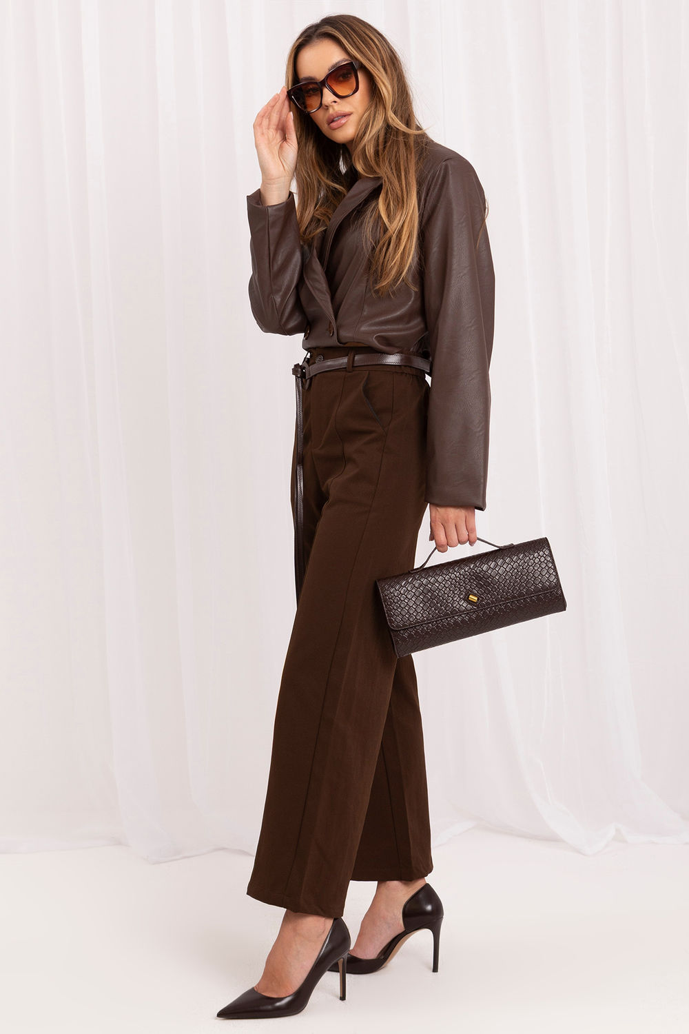 Spodnie Damskie Model IR-SP-YV056B.69 302004 Brown - Italy Moda230890 - Brązowy - obrazek 2
