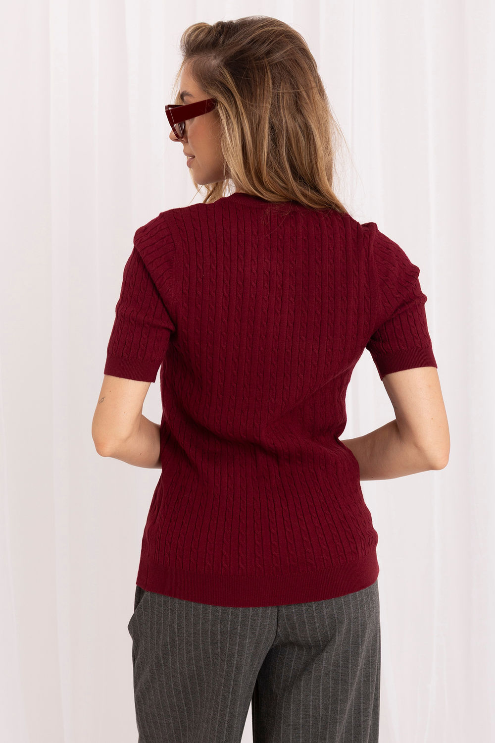 Sweter Damski Model IR-SW-QF1868.86 301953 Bordo - Italy Moda230898 - Czerwony - obrazek 3