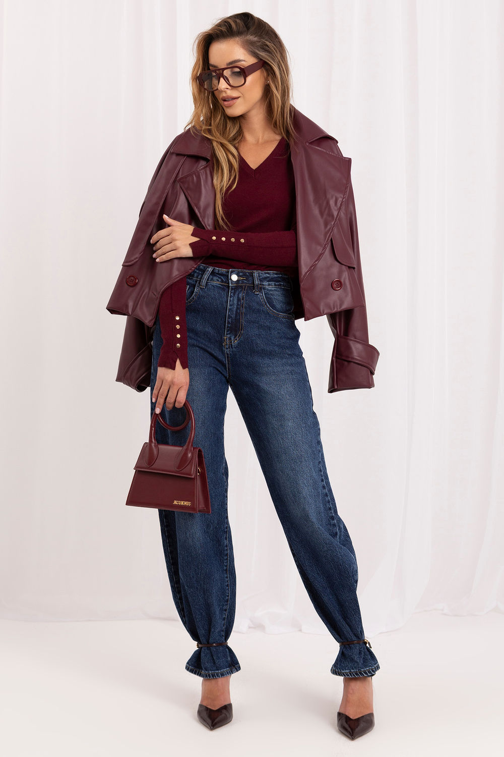 Sweter Damski Model IR-SW-QF6137.07 301941 Bordo - Italy Moda230904 - Czerwony - obrazek 2