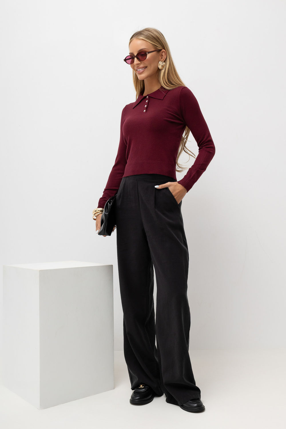 Sweter Damski Model IR-SW-QF6755.94 301935 Bordo - Italy Moda230906 - Czerwony - obrazek 2